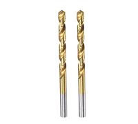 sourcing map High Speed Steel Straight Shank Twist Drill Bit Fully Ground Titanium Coated 6.8mm Drill Diameter 109mm Total Length 60mm Drill Bit Length 2 Pcs