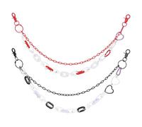 sourcing map Hip Hop Pants Chain, Punk Trousers Jeans Chain Acrylic Heart Shape Double-Layer Link Chains Goth Layered Wallet Pocket Chains for Women Men Clothing Accessory 2pcs(Red/Black)