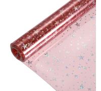 sourcing map Holographic Clear PVC Vinyl Film Glitter Star Holographic PVC Fabric Waterproof Dichroic Film 12 x 48 Inch for Handbags Bows Earrings DIY Craft,Pink