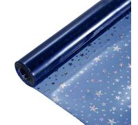 sourcing map Holographic Clear PVC Vinyl Film Glitter Star Holographic PVC Fabric Waterproof Dichroic Film 12 x 48 Inch for Handbags Bows Earrings DIY Craft,Navy Blue