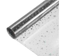 sourcing map Holographic Clear PVC Vinyl Film Glitter Star Holographic PVC Fabric Waterproof Dichroic Film 12 x 48 Inch for Handbags Bows Earrings DIY Craft,Gray