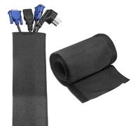 sourcing map Hook and Loop Cable Management Sleeve, 6.6ft x 1.8 Inch Flexible Cable Wrap Cover Wire Hider, Cord Organizer and Cable Protector for Desks TV Computers, Black