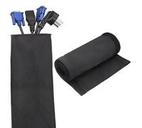 sourcing map Hook and Loop Cable Management Sleeve, 6.6ft x 2.4 Inch Flexible Cable Wrap Cover Wire Hider, Cord Organizer and Cable Protectors for Desk TV Computers, Black