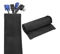 sourcing map Hook and Loop Cable Management Sleeves, 6.6ft x 2.8 Inch Flexible Cable Wrap Covers Wire Hider, Cord Organizer and Cable Protectors for Desk TV Computer, Black