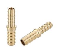 sourcing map Hose Barb Fitting, 3/8 to 5/16 Inch Brass Hollow Straight Quick Connector for Water Fuel Air Oil Gas, Pack of 2