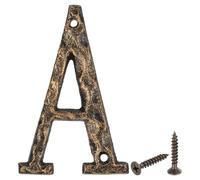 sourcing map House Address Letter, 4.9 Inch Cast Iron Vintage Wall Letter A Outside Letters for Home Street Office Mailbox Sign, Black & Gold