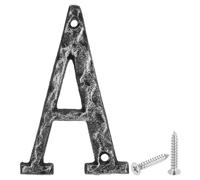 sourcing map House Address Letter, 4.9 Inch Cast Iron Vintage Wall Letter A Outside Letters for Home Street Office Mailbox Sign, Black & Silver