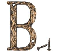 sourcing map House Address Letter, 4.9 Inch Cast Iron Vintage Wall Letter B Outside Letters for Home Street Office Mailbox Sign, Black & Gold