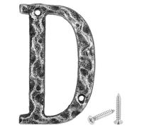 sourcing map House Address Letter, 4.9 Inch Cast Iron Vintage Wall Letter D Outside Letters for Home Street Office Mailbox Sign, Black & Silver