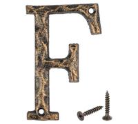 sourcing map House Address Letter, 4.9 Inch Cast Iron Vintage Wall Letter F Outside Letters for Home Street Office Mailbox Sign, Black & Gold