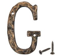 sourcing map House Address Letter, 4.9 Inch Cast Iron Vintage Wall Letter g Outside Letters for Home Street Office Mailbox Sign, Black & Gold