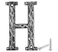 sourcing map House Address Letter, 4.9 Inch Cast Iron Vintage Wall Letter H Outside Letters for Home Street Office Mailbox Sign, Black & Silver
