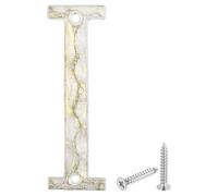 sourcing map House Address Letter, 4.9 Inch Cast Iron Vintage Wall Letter I Outside Letters for Home Street Office Mailbox Sign, White & Gold
