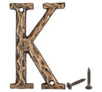sourcing map House Address Letter, 4.9 Inch Cast Iron Vintage Wall Letter K Outside Letters for Home Street Office Mailbox Sign, Black & Gold