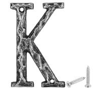 sourcing map House Address Letter, 4.9 Inch Cast Iron Vintage Wall Letter K Outside Letters for Home Street Office Mailbox Sign, Black & Silver