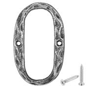 sourcing map House Address Letter, 4.9 Inch Cast Iron Vintage Wall Letter O Outside Letters for Home Street Office Mailbox Sign, Black & Silver