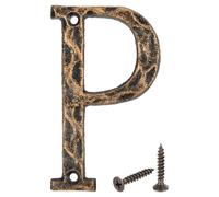 sourcing map House Address Letter, 4.9 Inch Cast Iron Vintage Wall Letter P Outside Letters for Home Street Office Mailbox Sign, Black & Gold