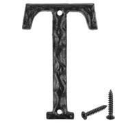 sourcing map House Address Letter, 4.9 Inch Cast Iron Vintage Wall Letter t Outside Letters for Home Street Office Mailbox Sign, Black