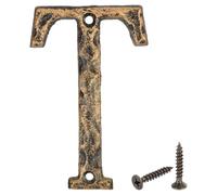 sourcing map House Address Letter, 4.9 Inch Cast Iron Vintage Wall Letter t Outside Letters for Home Street Office Mailbox Sign, Black & Gold
