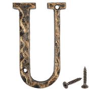 sourcing map House Address Letter, 4.9 Inch Cast Iron Vintage Wall Letter U Outside Letters for Home Street Office Mailbox Sign, Black & Gold