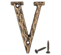 sourcing map House Address Letter, 4.9 Inch Cast Iron Vintage Wall Letter V Outside Letters for Home Street Office Mailbox Sign, Black & Gold