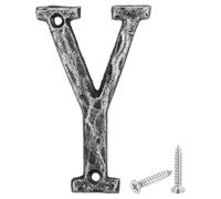 sourcing map House Address Letter, 4.9 Inch Cast Iron Vintage Wall Letter Y Outside Letters for Home Street Office Mailbox Sign, Black & Silver