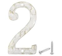 sourcing map House Address Number, 5.5 Inch Cast Iron Vintage Wall Number 2 Outside Numbers for Home Street Office Mailbox Sign, White & Gold