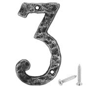 sourcing map House Address Number, 5.5 Inch Cast Iron Vintage Wall Number 3 Outside Numbers for Home Street Office Mailbox Sign, Black & Silver