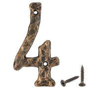 sourcing map House Address Number, 5.5 Inch Cast Iron Vintage Wall Number 4 Outside Numbers for Home Street Office Mailbox Sign, Black & Gold
