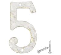 sourcing map House Address Number, 5.5 Inch Cast Iron Vintage Wall Number 5 Outside Numbers for Home Street Office Mailbox Sign, White & Gold