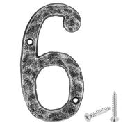 sourcing map House Address Number, 5.5 Inch Cast Iron Vintage Wall Number 6 Outside Numbers for Home Street Office Mailbox Sign, Black & Silver