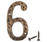 sourcing map House Address Number, 5.5 Inch Cast Iron Vintage Wall Number 6 Outside Numbers for Home Street Office Mailbox Sign, Black & Gold