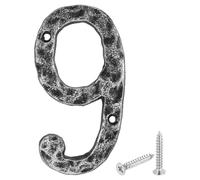 sourcing map House Address Number, 5.5 Inch Cast Iron Vintage Wall Number 9 Outside Numbers for Home Street Office Mailbox Sign, Black & Silver