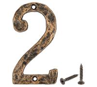 sourcing map House Address Number, 5.5 InchNumber 2, Black & Gold | Cast Iron Vintage Wall,Outside Numbers for Home Street Office Mailbox Sign
