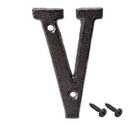 sourcing map House Letter, 3 Inch Cast Iron Letter V for Home Hotel Mailbox Address Sign