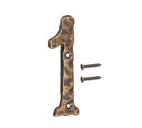 sourcing map House Numbers and Letters, 140mm Cast Iron Metal Vintage Address Numbers for Outside, Solid House Number with Screws for Apartment Office Hotel Room Signs(Number 1, Black Gold)