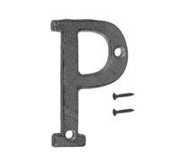 sourcing map House Numbers and Letters, 80mm Cast Iron Metal Vintage Address Letters for Outside, Solid House Number with Screws for Apartment Office Hotel Room Signs(Letter P)