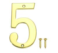sourcing map House Numbers for Outside, 2.7 Inch Solid Zinc Alloy Modern Address Number Stickers with Screws for Home Street Office Mailbox Sign(Number 5, Yellow)