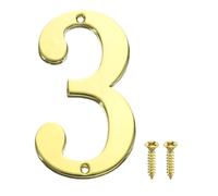 sourcing map House Numbers for Outside, 2.7 Inch Solid Zinc Alloy Modern Address Number Stickers with Screws for Home Street Office Mailbox Sign(Number 3, Yellow)