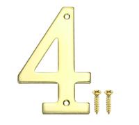 sourcing map House Numbers for Outside, 2.7 Inch Solid Zinc Alloy Modern Address Number Stickers with Screws for Home Street Office Mailbox Sign(Number 4, Yellow)