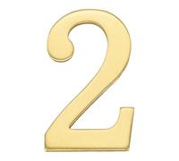 sourcing map House Numbers for Outside, 2.8 Inch Solid Brass House, Self Adhesive Mailbox Numbers, Metal Address Numbers for Door, Apartment, Office,Brushed Finish, Easy to Stick(Number 2)
