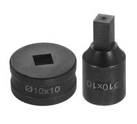 sourcing map Hydraulic Hole Punch Die 10x10mm Square Hole 40Cr Steel Electric Punching Kit for CH70 Electric Punching Machine, Black