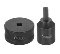 sourcing map Hydraulic Hole Punch Die 6x6mm Square Hole 40Cr Steel Electric Punching Kit for CH70 Electric Punching Machine, Black