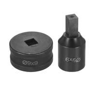 sourcing map Hydraulic Hole Punch Die 9x9mm Square Hole 40Cr Steel Electric Punching Kit for CH70 Electric Punching Machine, Black