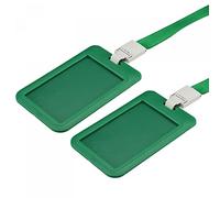 sourcing map ID Badge Holders, 4.3x2.7 Inch Vertical Name Tags ABS Slide Cover Waterproof with Detachable Neck Lanyard, Green Pack of 2