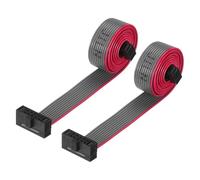 sourcing map IDC 10Pin Flat Ribbon Cable, 1.27mm Pitch FC to FC Connector 30cm Length Grey Jumper Wire for Computer LED Display DVD, 2Pcs
