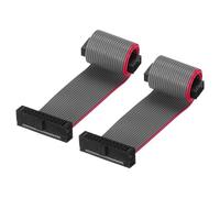 sourcing map IDC 20Pin Flat Ribbon Cable, 1.27mm Pitch FC to FC Connector 10cm Length Grey Jumper Wire for Computer LED Display DVD, 2Pcs