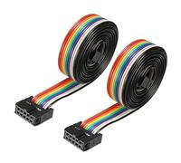 sourcing map IDC Rainbow Wire Flat Ribbon Cable 10 Pins 128cm Length 2.54mm Pitch 2pcs Type-B