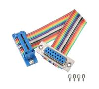 sourcing map IDC Serial Cable Rainbow Wire Flat Ribbon Cable DB15 Male to DB15 Female 3.9 Inch Length 2.54mm Pitch Breadboard Jumper Wires for Electronic Projects
