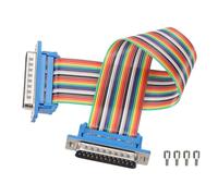 sourcing map IDC Serial Cable Rainbow Wire Flat Ribbon Cable DB25 Male to DB25 Male 8 Inch Length 2.54mm Pitch Breadboard Jumper Wires for Electronic Projects